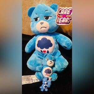 Care Bears - Grumpy Bear Plush Lot of 3 Care Bears - 9” (plush) 3”(mini P)/1”PVC